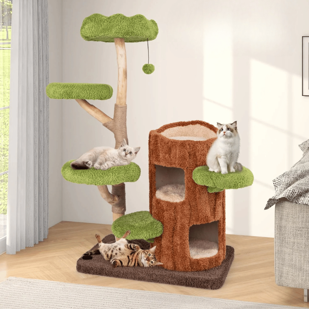 Purr-Perch Cat Tree Tower with Multi-Level Condo Nests 1