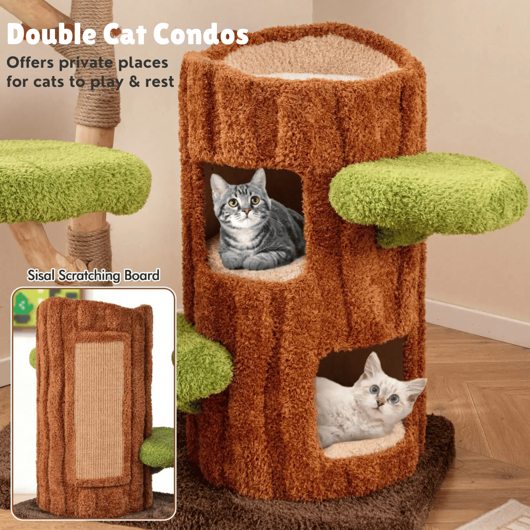 Purr-Perch Cat Tree Tower with Multi-Level Condo Nests 4