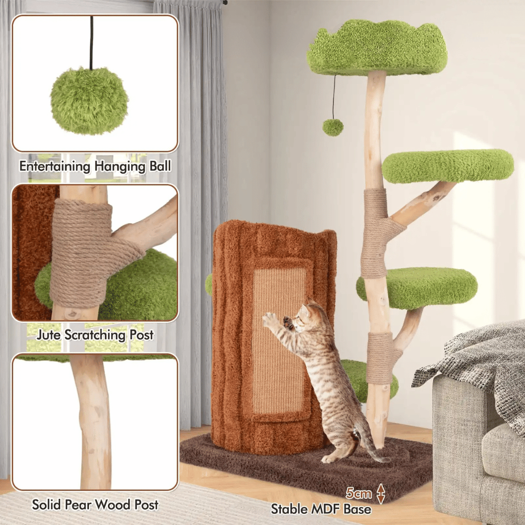 Purr-Perch Cat Tree Tower with Multi-Level Condo Nests 5