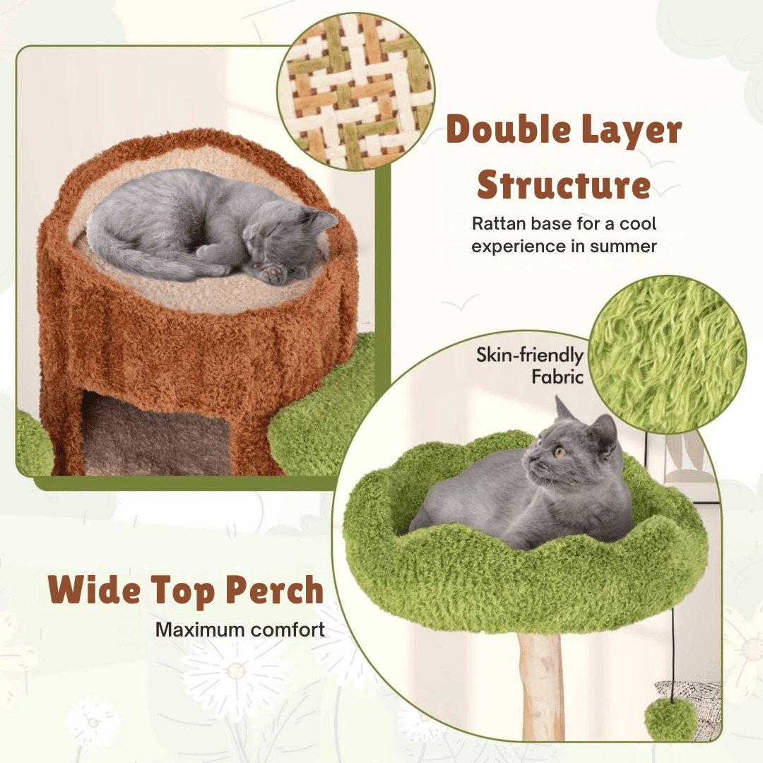 Purr-Perch Cat Tree Tower with Multi-Level Condo Nests 6