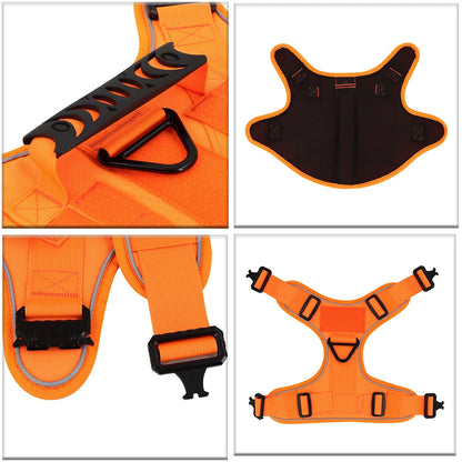 Reflective Orange Dog Harness with Collar, Leash & Pouch Set Options | Tactical Dog Training Vest 8