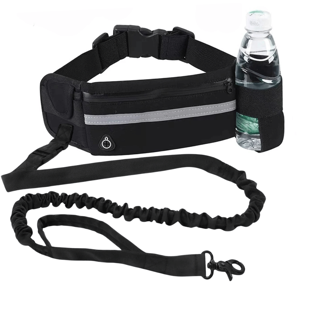 Running Dog Leash Waist Bag with Hands-Free Bungee, Bottle Holder & Secure Zips 1