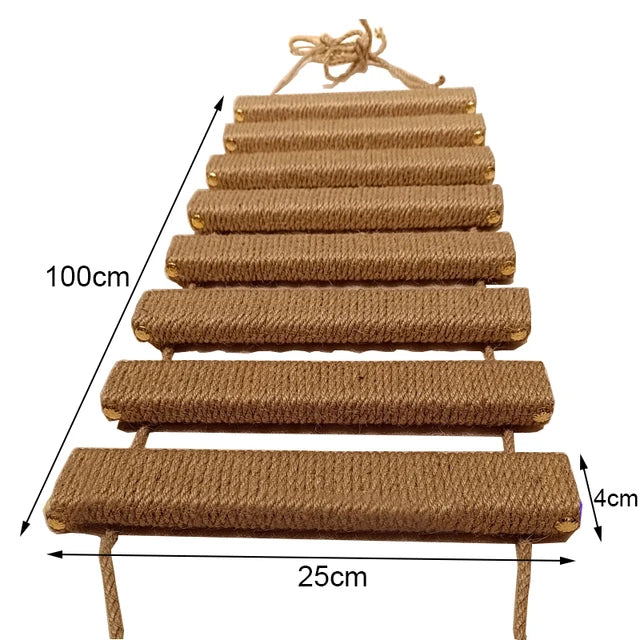 Sisal & Wood Cat Ladder | Wall-Mounted Cat Bridge & Climber 8