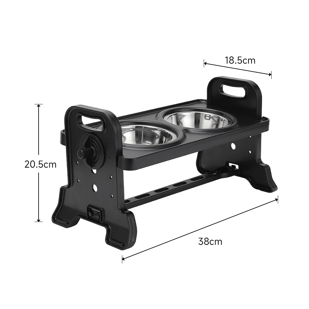 Fully Adjustable Raised Dog Feeding Station with Double Stainless Steel Dog Bowls 8