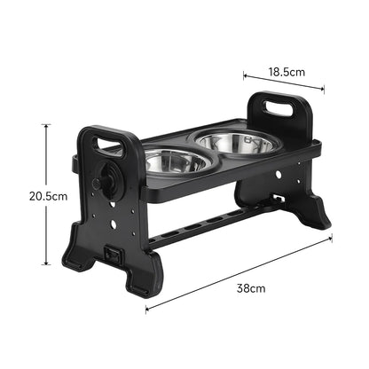 Fully Adjustable Raised Dog Feeding Station with Double Stainless Steel Dog Bowls 8