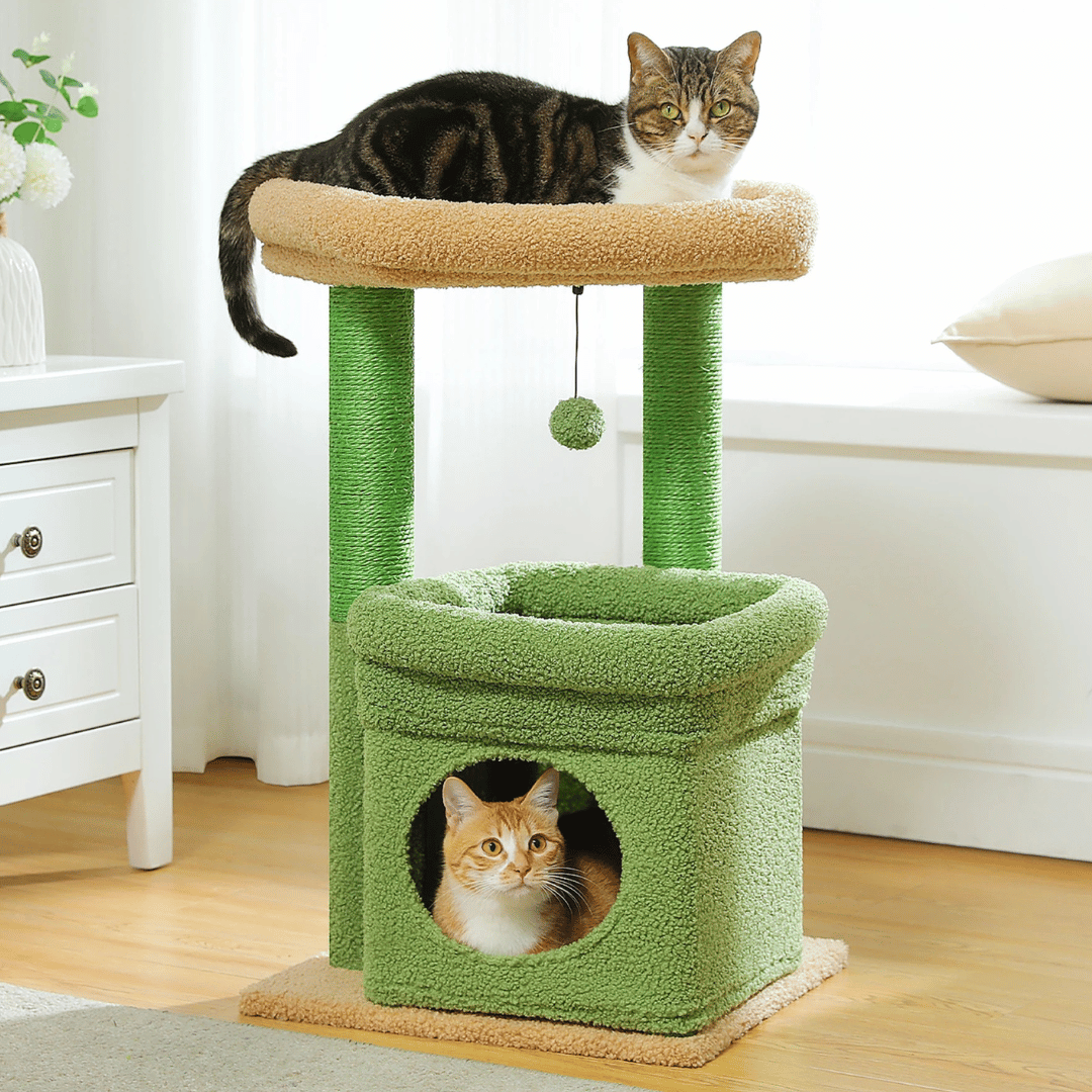 Soft Fleece Cat Tree with Bolstered Perches, Condo & Scratching Posts 1