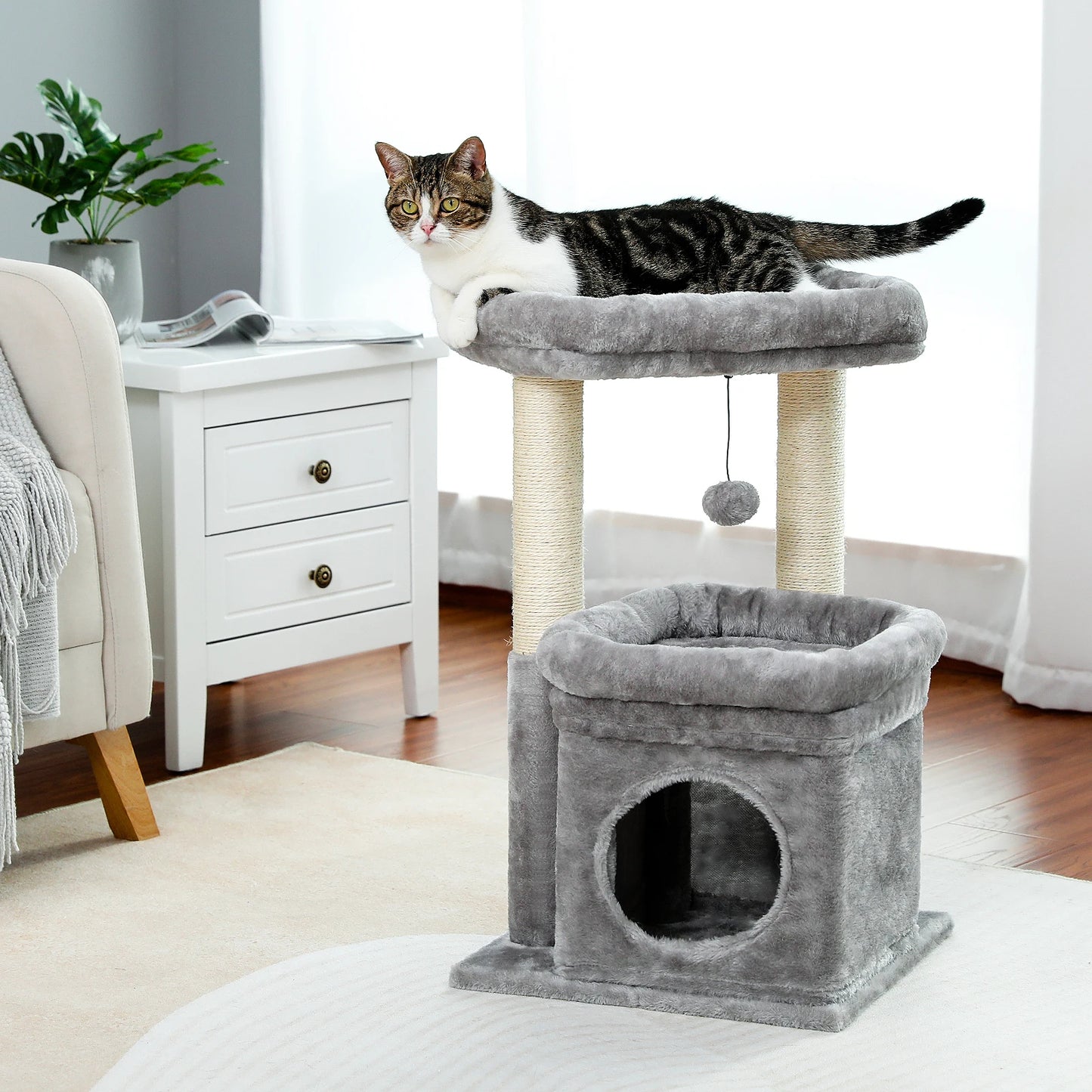 Soft Fleece Cat Tree with Bolstered Perches, Condo & Scratching Posts 8