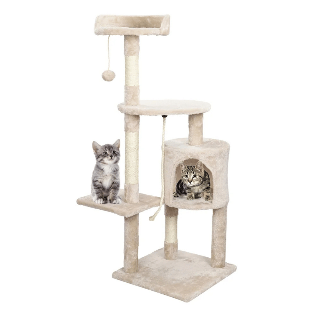 Soft & Sturdy Beige Cat Tree with Plush Perches & Condo 1