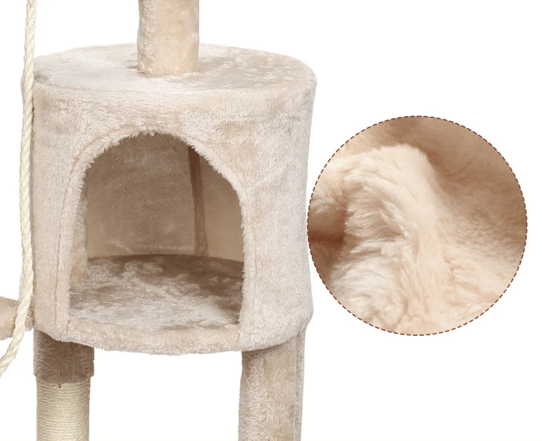 Soft & Sturdy Beige Cat Tree with Plush Perches & Condo 2