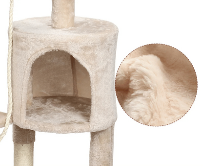 Soft & Sturdy Beige Cat Tree with Plush Perches & Condo 2