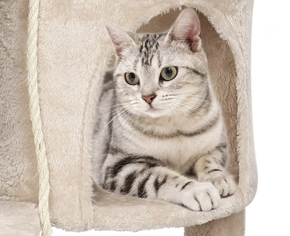 Soft & Sturdy Beige Cat Tree with Plush Perches & Condo 3