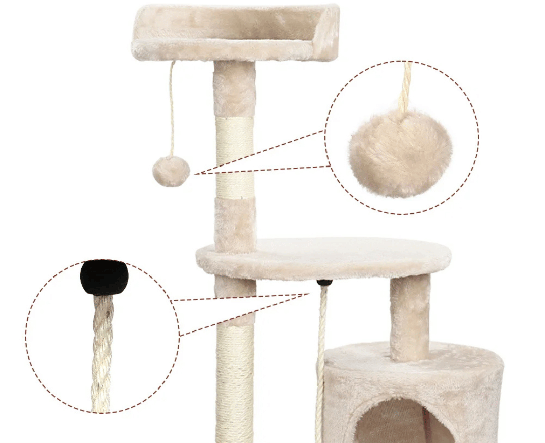 Soft & Sturdy Beige Cat Tree with Plush Perches & Condo 4