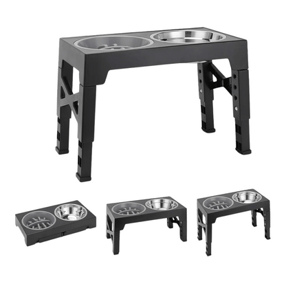 Raised Dog Bowl Stand with Adjustable Tilt & Stainless Steel & Slow-Feeding Bowls 10