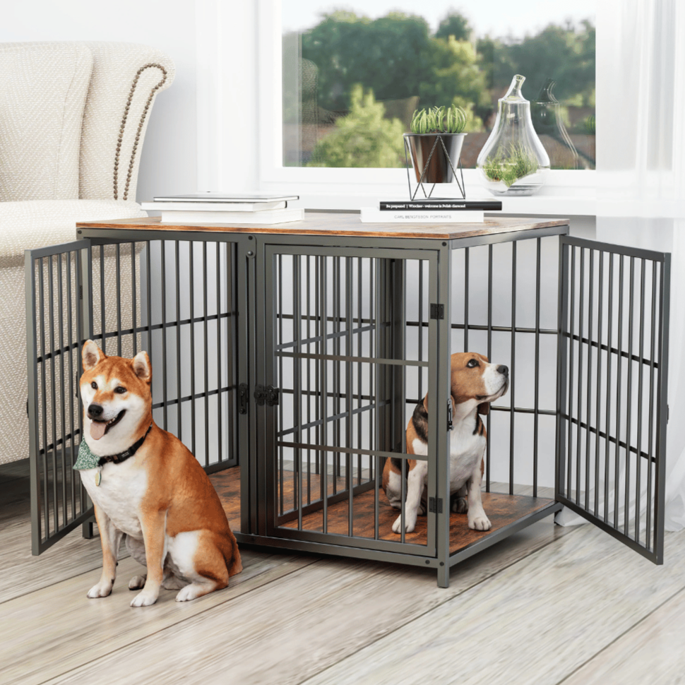 Strong & Secure Dog Crate Furniture with Wooden Table Top 1