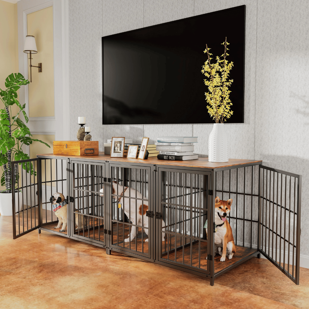 Strong & Secure Dog Crate Furniture with Wooden Table Top 3