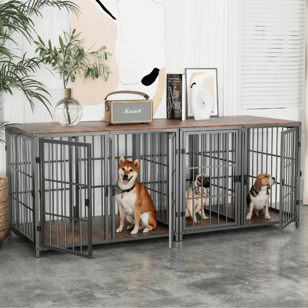 Strong & Secure Dog Crate Furniture with Wooden Table Top 4