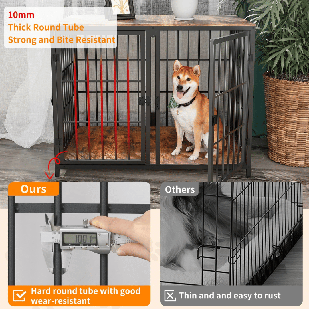 Strong & Secure Dog Crate Furniture with Wooden Table Top 5