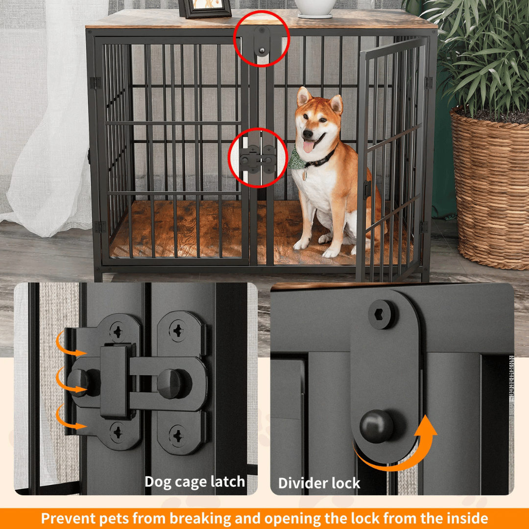 Strong & Secure Dog Crate Furniture with Wooden Table Top 6