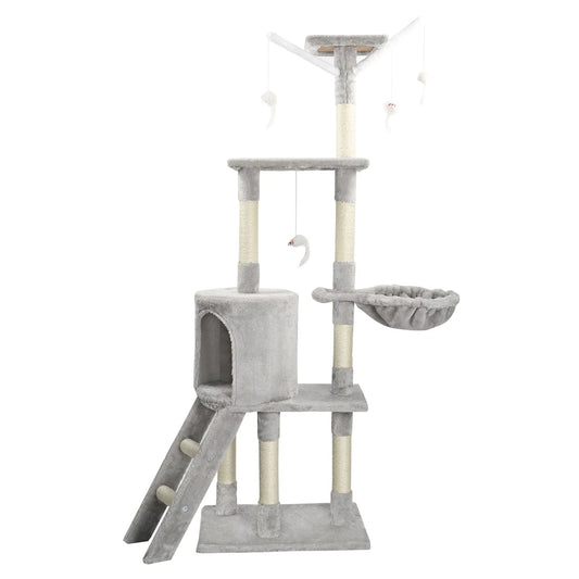 Sturdy Plush Cat Tree with Ladder & Condo, Basket & High Perches 1