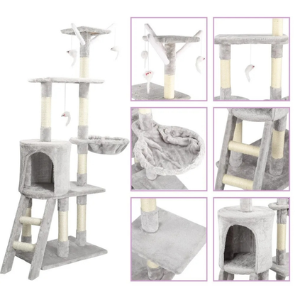 Sturdy Plush Cat Tree with Ladder & Condo, Basket & High Perches 4