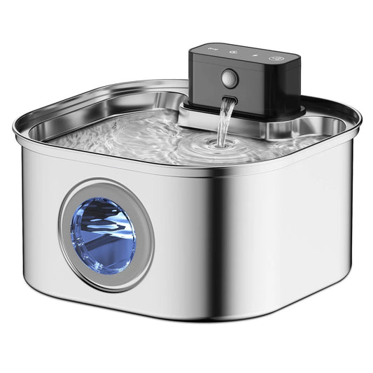 Quiet 3.2L Stainless Steel Cat Water Fountain with Automatic Sensor | USB Rechargeable