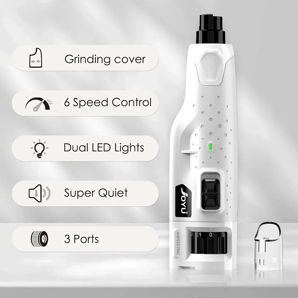Low-Noise Dog Nail Grinder with LED Light & 6-Speed Control for Safe Claw Trimming 10