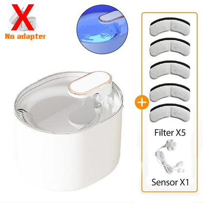 Cat Water Fountain | 3L Smart Motion Sensor | Auto Cat Drinking Dispenser with Silent Pump, Dual Flow, & LED Light | 5 Filters Included | USB