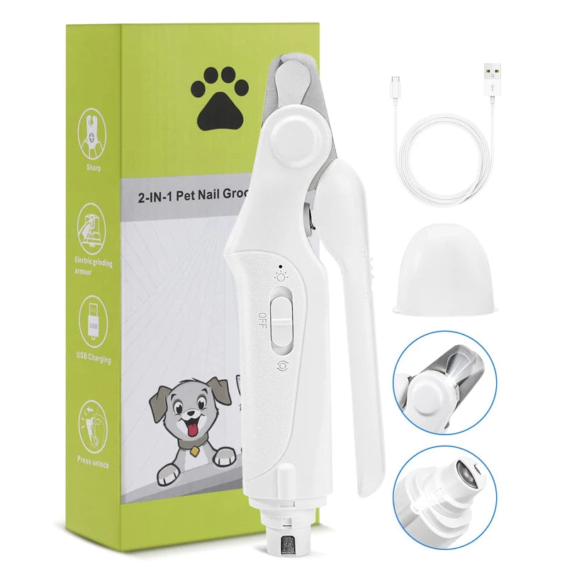 2-in-1 Rechargeable Dog Nail Grinder & Clipper with LED Light 3