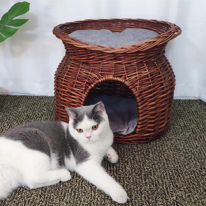 Wicker Cat House Basket 14