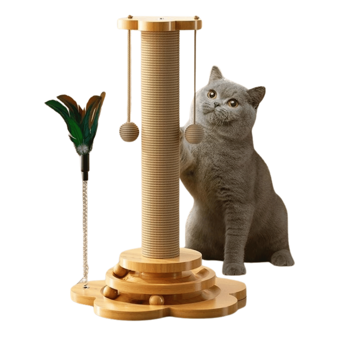 Wooden Interactive Play Cat Scratching Post 1