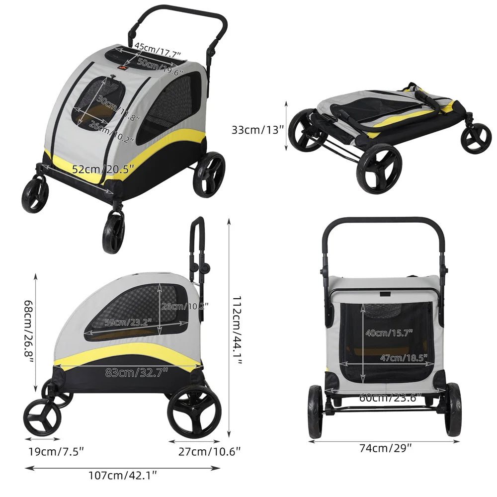 Spacious & Collapsible 4-Wheeler Dog Stroller for Large Breeds & Small Dogs 20