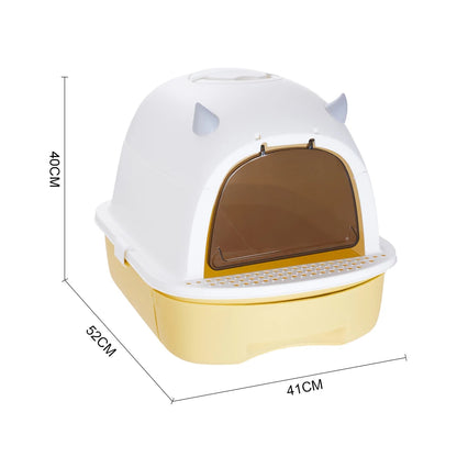 Enclosed Cat Litter Box with Swing Door & Pull-Out Tray Drawer | Scoop Included